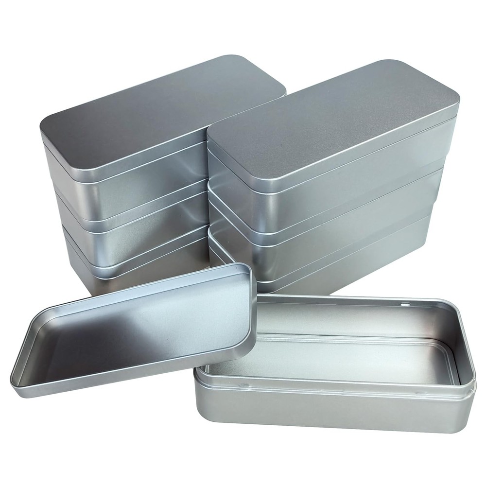 7 Pieces Rectangular Metal Empty Tins Containers Basic Necessities Home Stora...