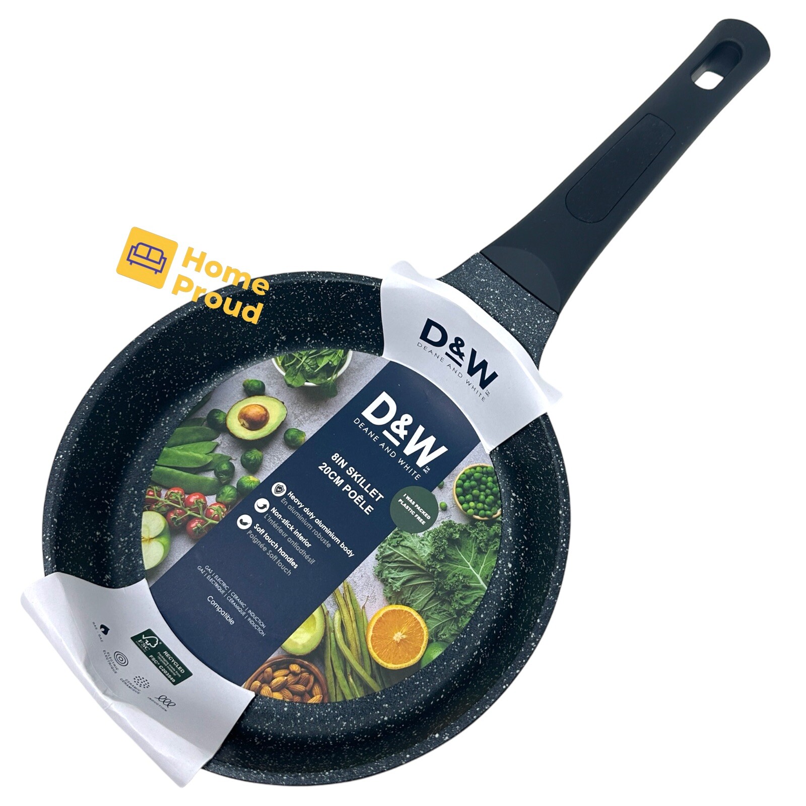 D&W Frying Pan Nonstick FRY Skillet 8 inch Deane&White Premium Kitchen Cookware