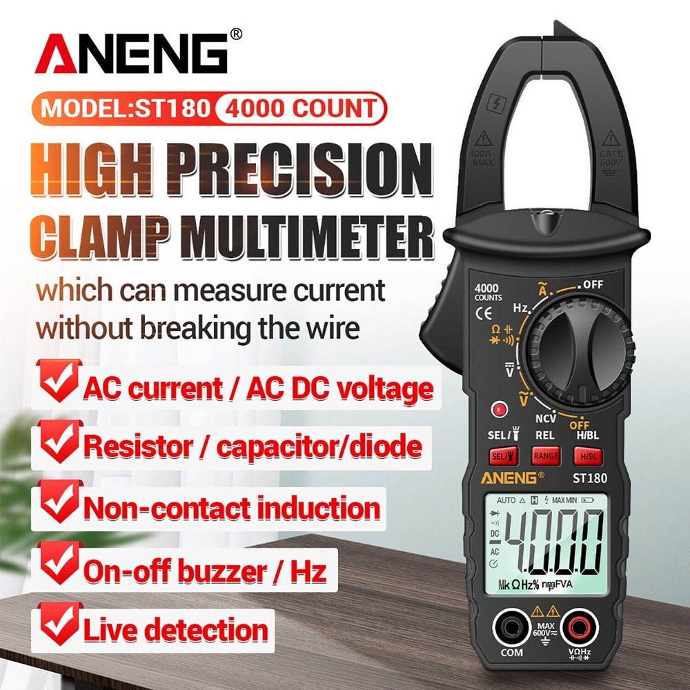 Digital Multimeter Tester AC DC Voltage RMS Amps Clamp Meter Auto Range Handheld