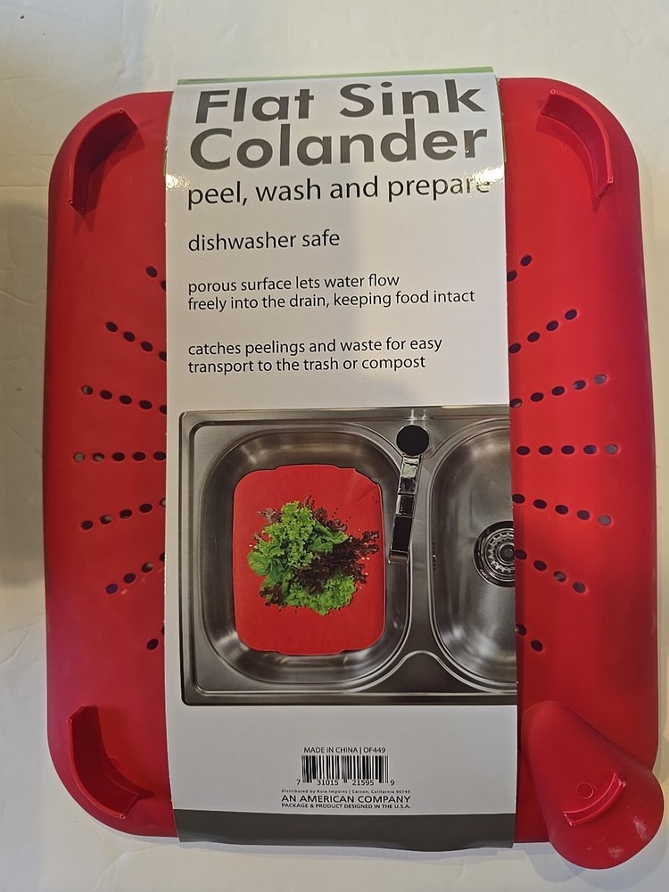 Handy Helpers Flat Kitchen Sink Colander/Drain Board in Red