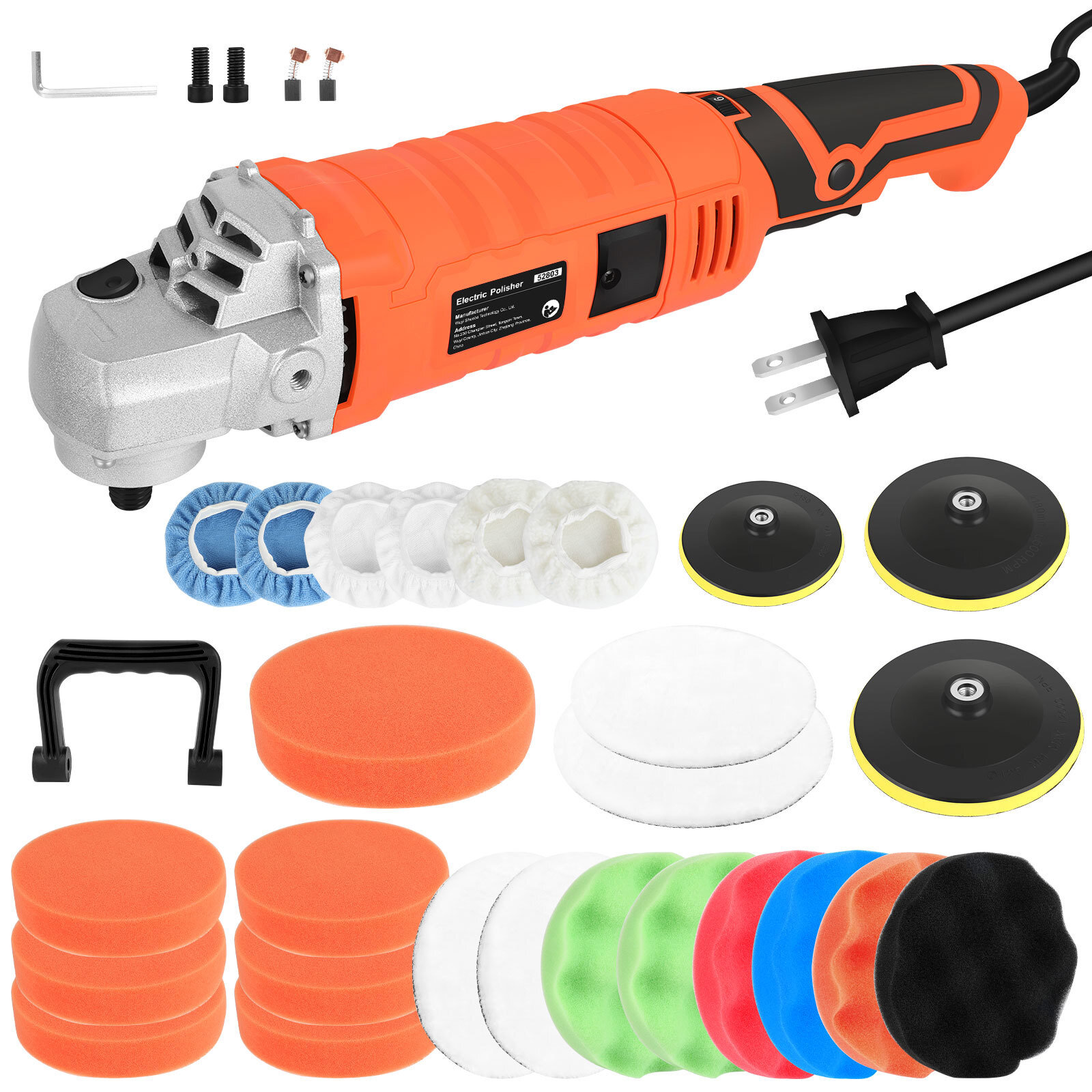 Car Buffer Polisher Waxer 7-Speed Rotary 5"6"+7" Backing Plate Polishing Machine