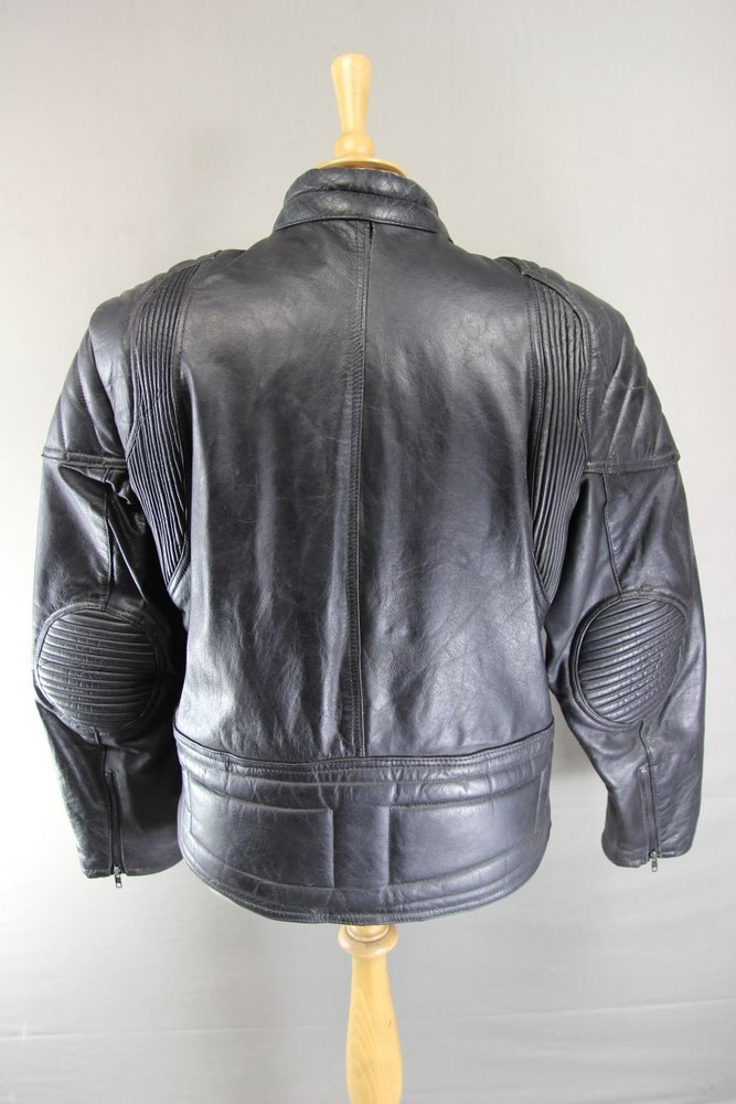 CLASSIC BLACK LEATHER BIKER JACKET 40 INCH/MEDIUM