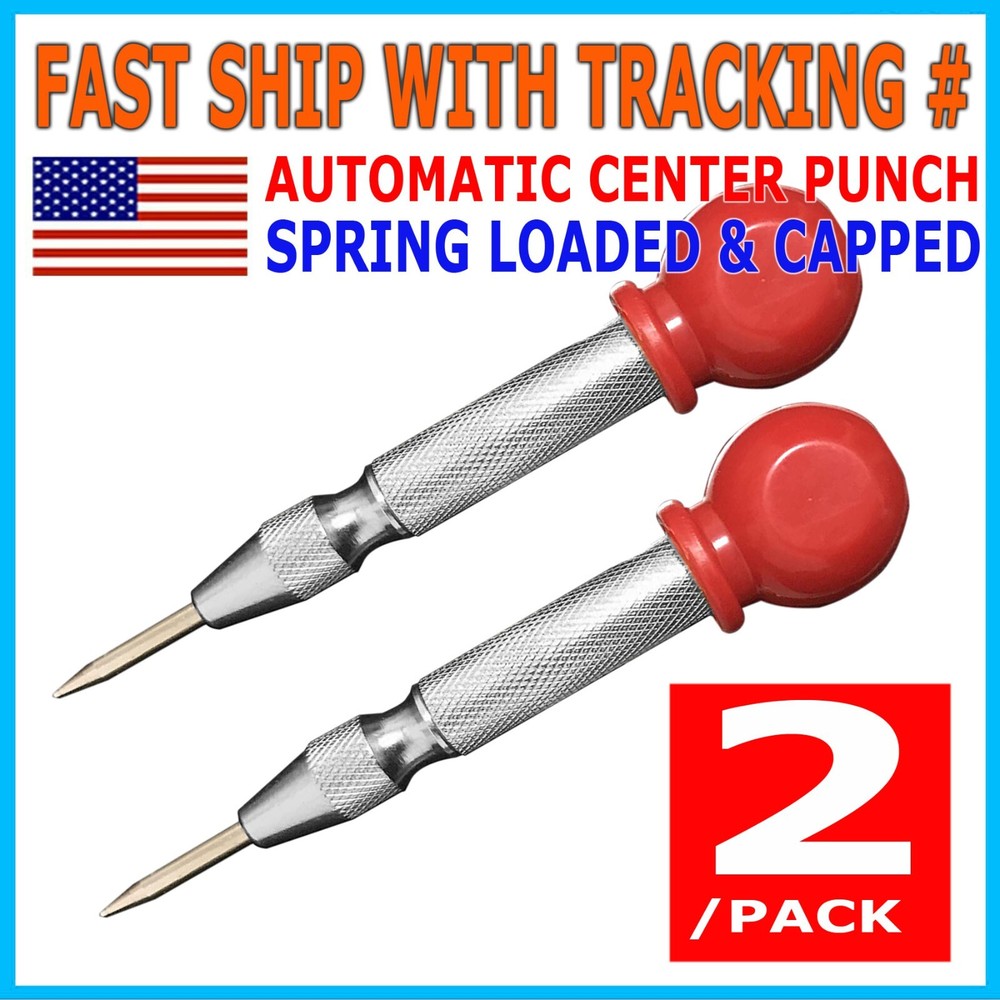 2PCS Automatic Center Punch Strikes Surface Hammer Spring Loaded Window Breaker