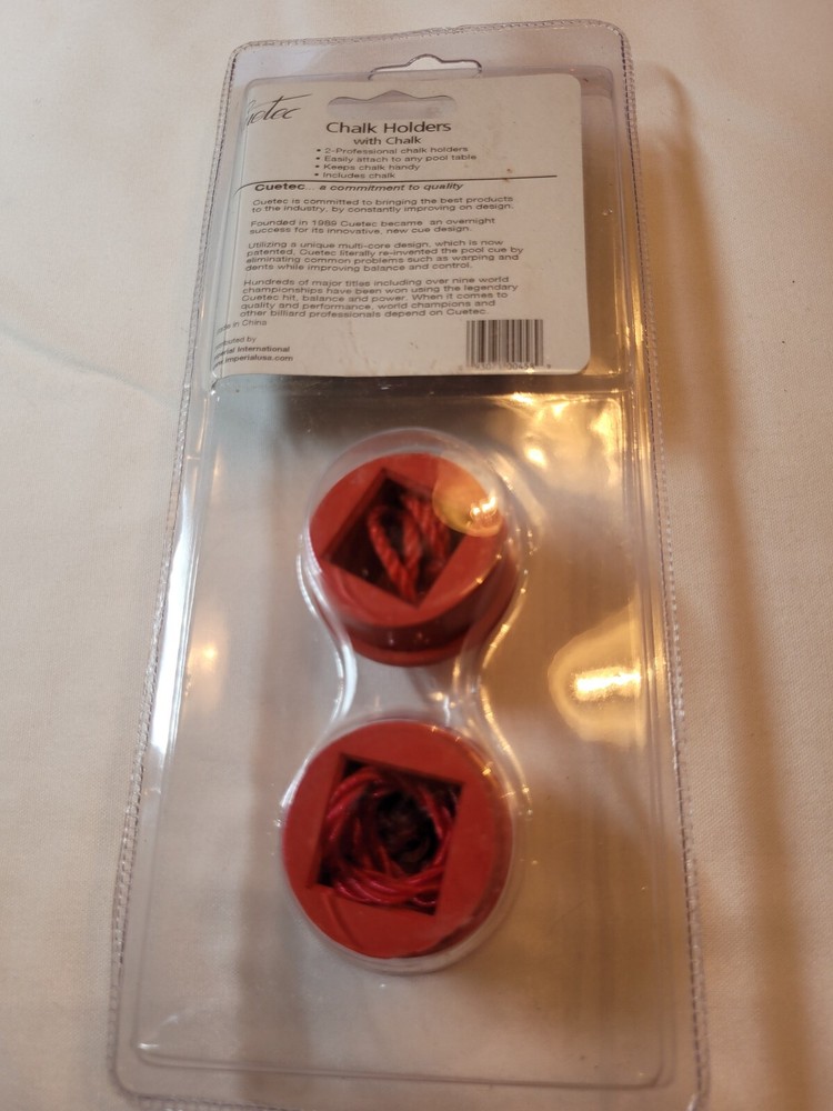Cuetec Red rubber CHALK HOLDERS with string NEW OLD STOCK