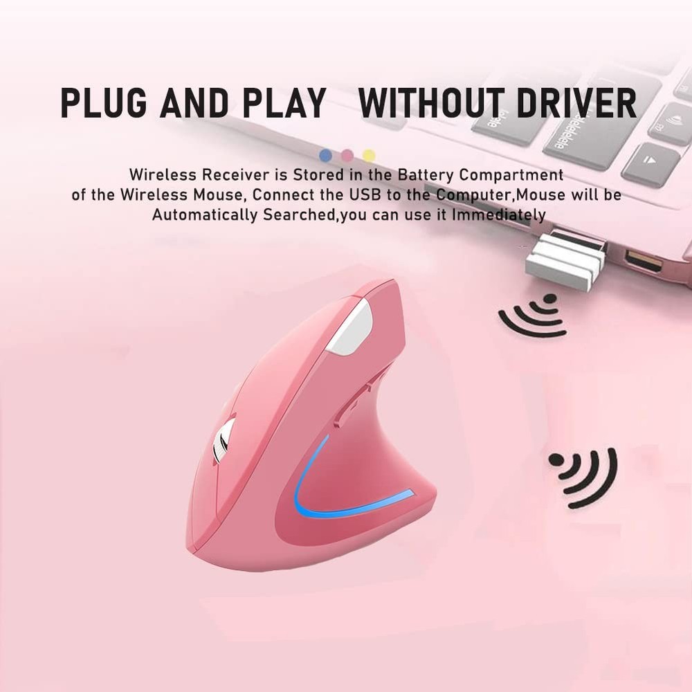 Wireless Ergonomic Vertical Mouse LED Optical Cordless with Side Buttons DPI