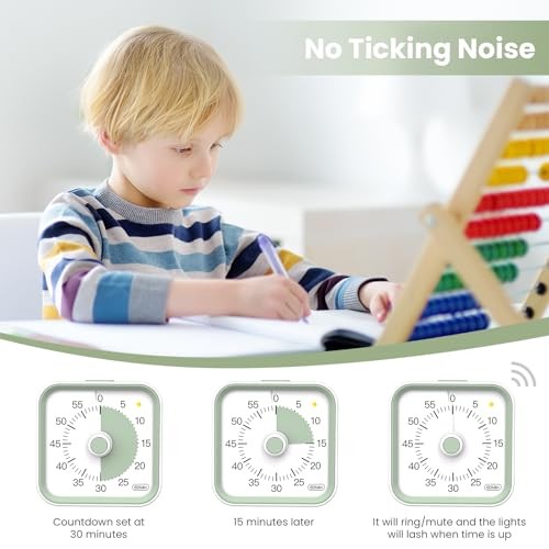 Visual Timer for Kids with Pause Function, 60 Minute Countdown Timer for White