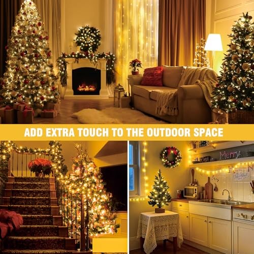 210 LEDs Warm White LED String Lights – 70FT Transparent Wire, 70FT, Warm White