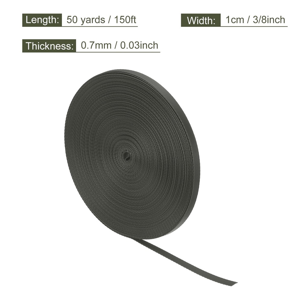 Flat Nylon Webbing Strap 3/8 Inch 50 Yards Ink Black for Backpack