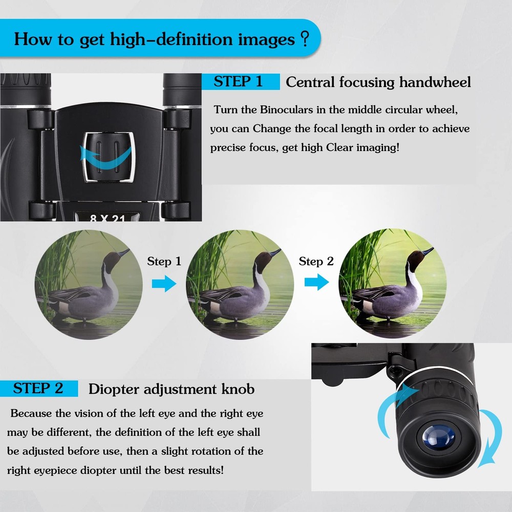 Anourney 8x21 Mini Compact Pocket Binoculars, Lightweight Foldable Easy Focus...