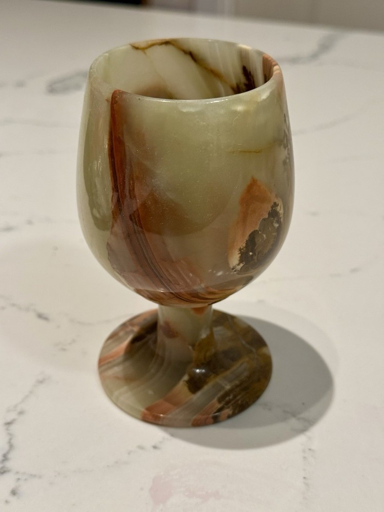 hand blown glass goblets green