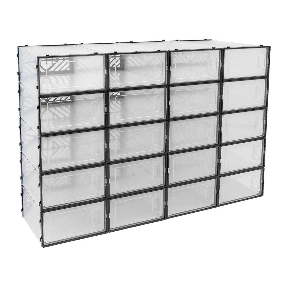 20 Pack Clear Plastic Shoe Boxes With Lids Stackable Storage Container Organizer