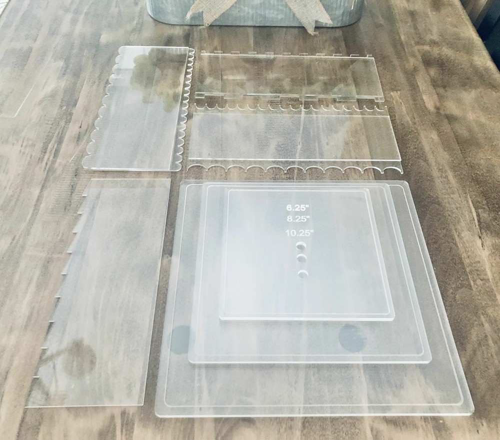 Durable Food Grade Square Clear Acrylic Cake Discs Essentials Kit