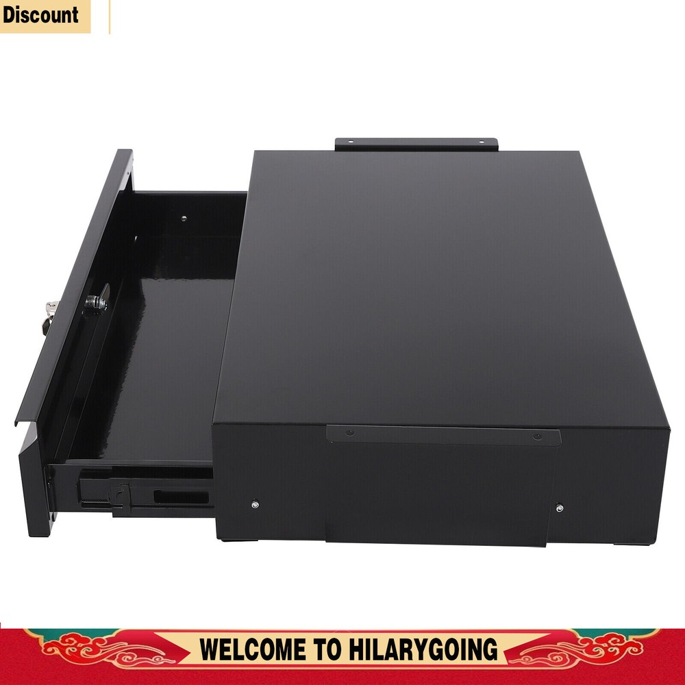 Slide Out Cabinet Drawer Pull Out Under Desk Drawer For Office With Lock Black