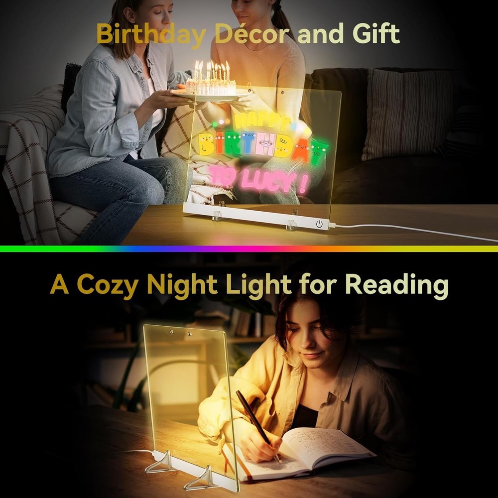 Versatile Acrylic Light-Up Note Board with 7 Markers - Perfect for All Occasions