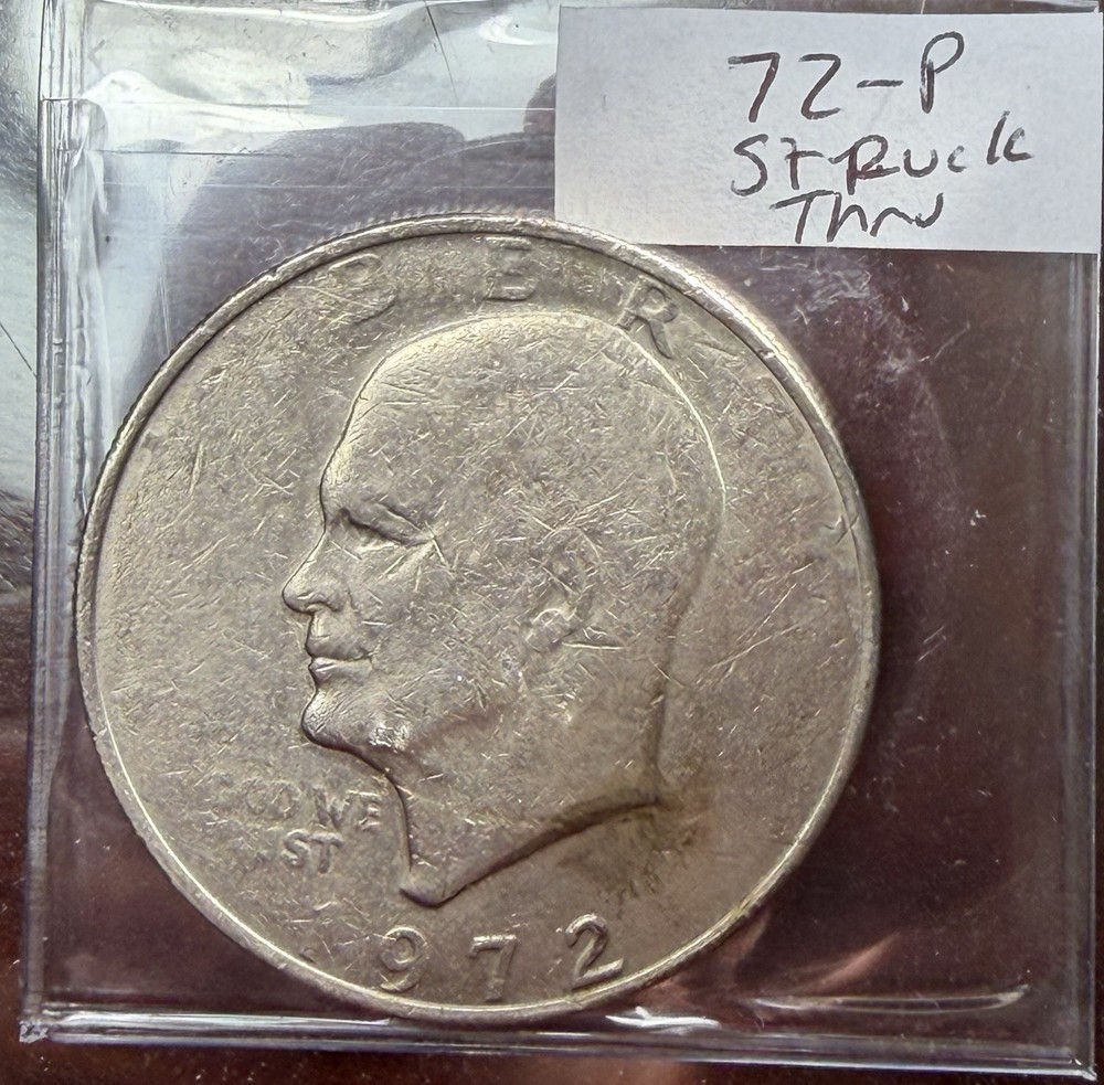1972-P Eisenhower Ike Dollar - Struck Thru Grease Error