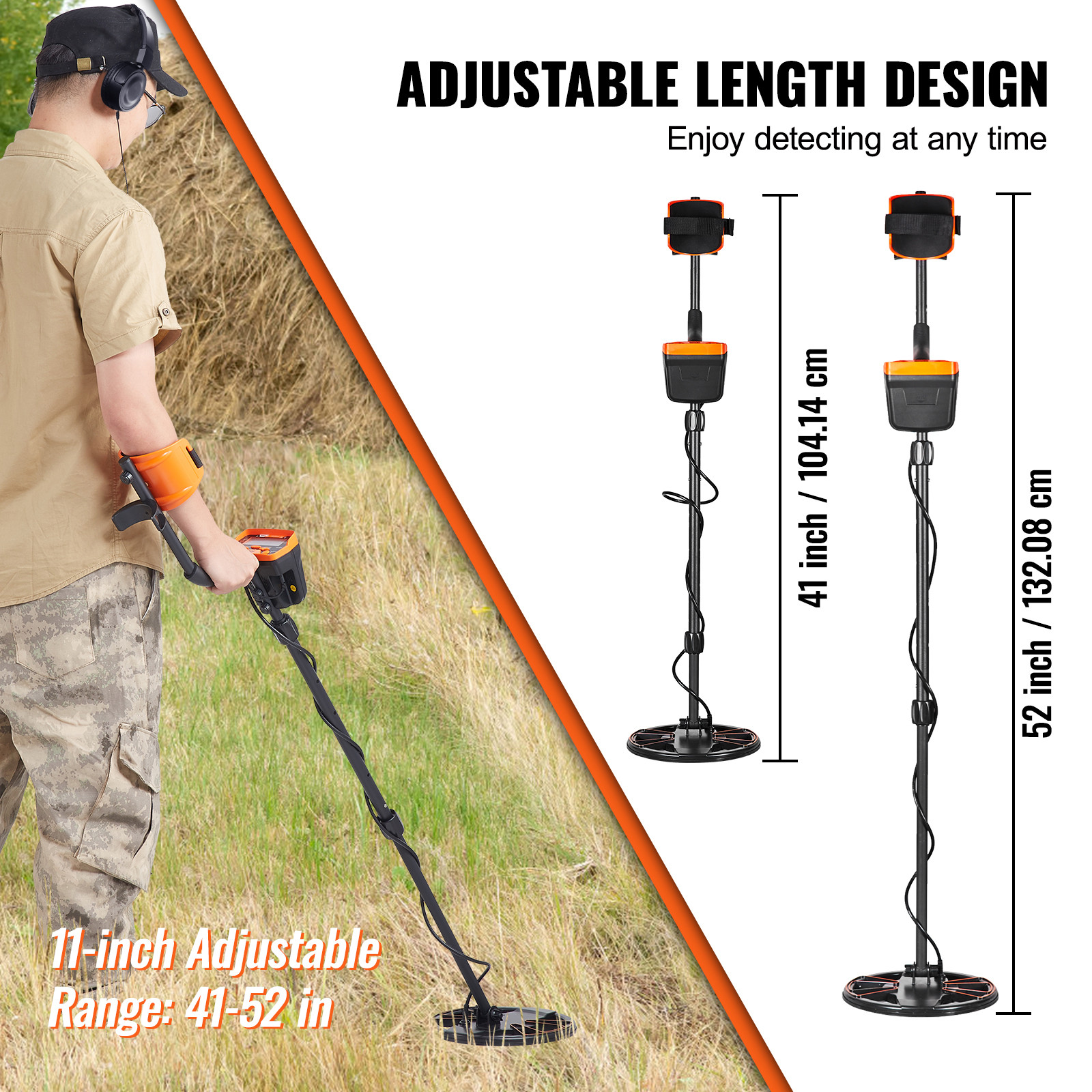 VEVOR Metal Detector for Adults Professional Gold Detector 10 in IP68 Waterproof
