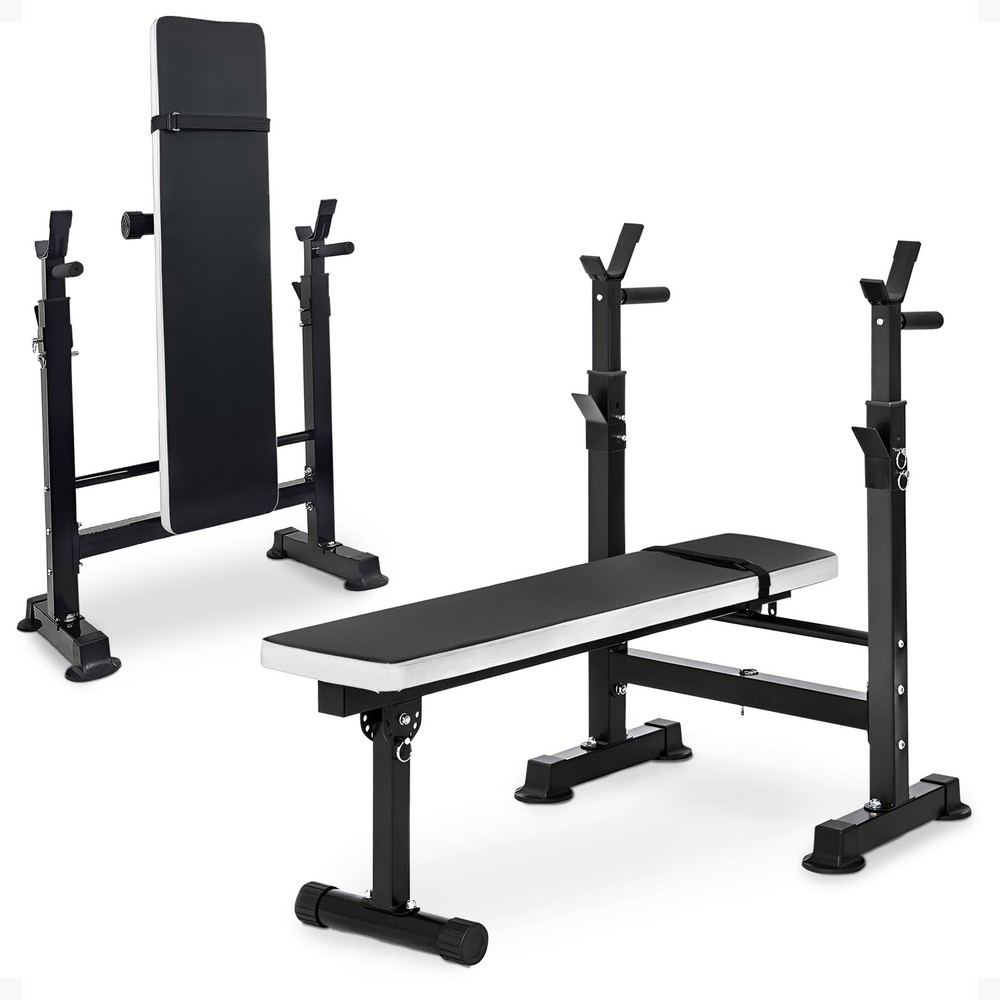 Adjustable Strength Training Workout Station, Black & White (Open Box)