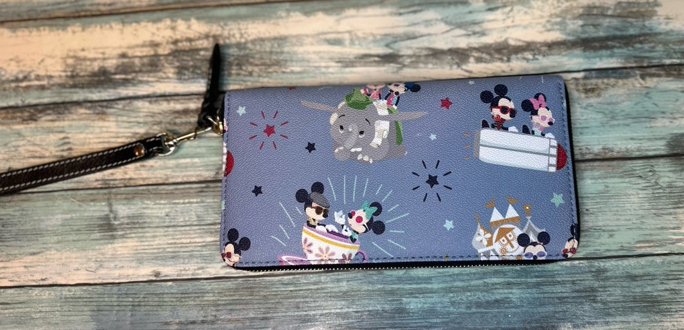 Disney Parks Dooney & Bourke Hipster Mickey & Minnie Attraction Wallet 🔥EUC