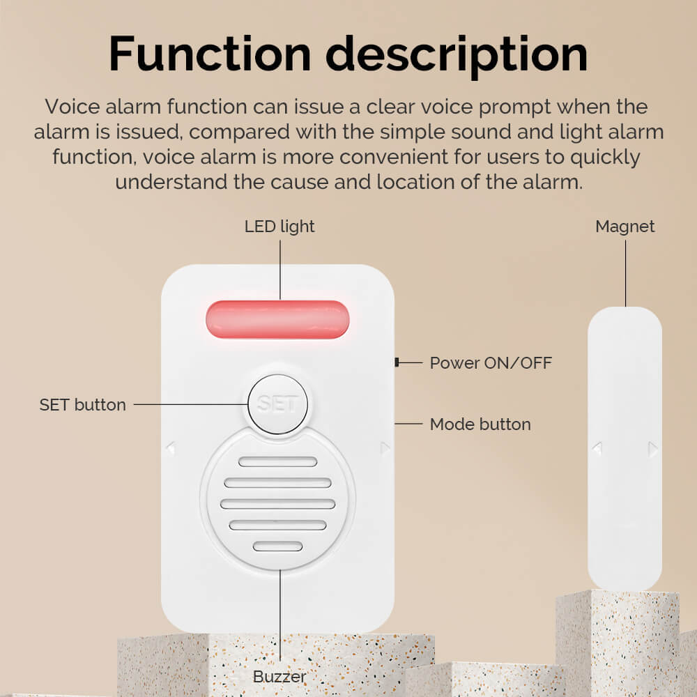 Wireless Door Alarm When Opened Voice Alert Magnetic Sensor Adjustable Volume ×8