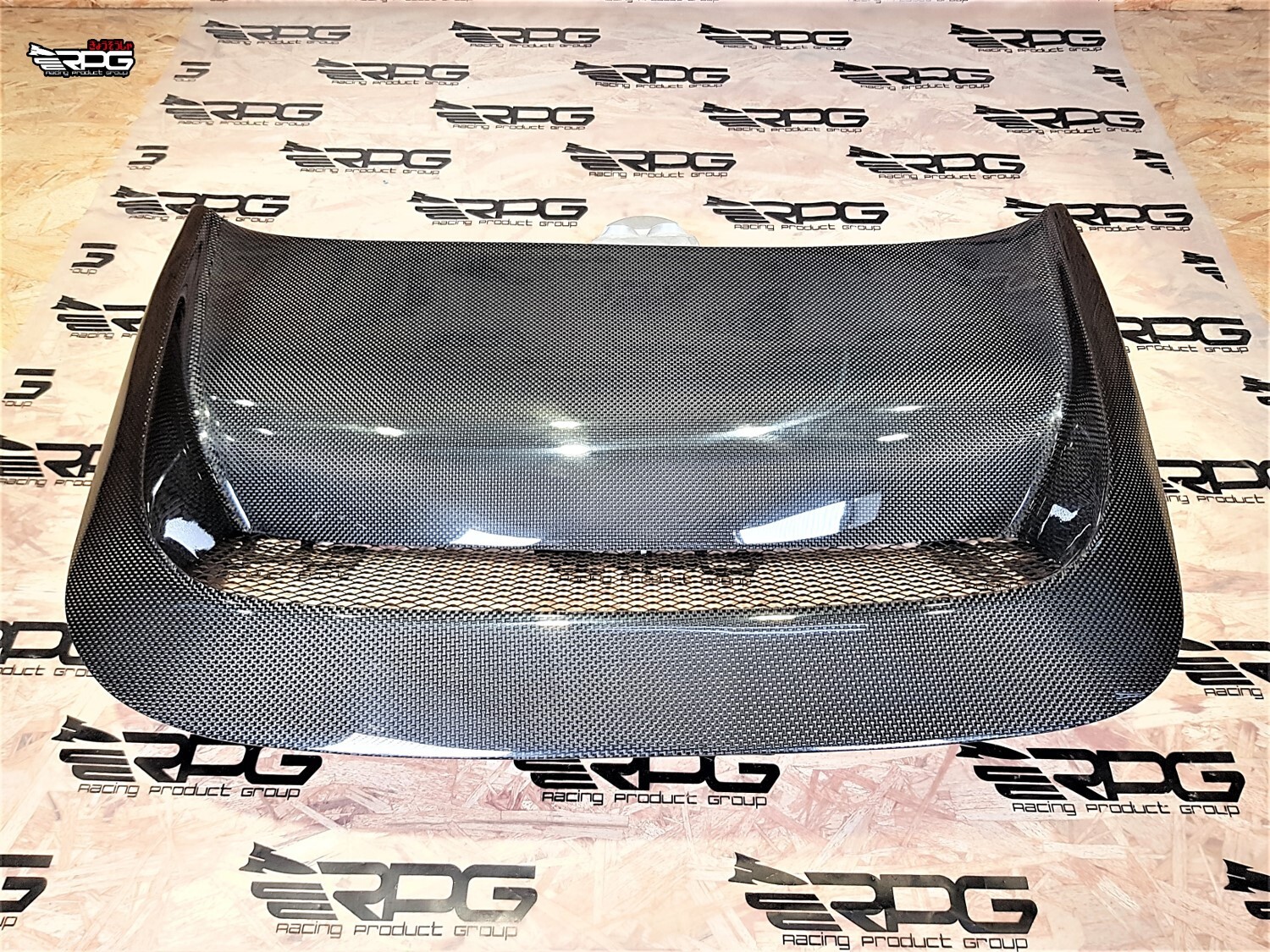 RPG Vacuum Plain Weave Carbon GTA Heat Extractor Hood Vent Scoop with Mesh Grill