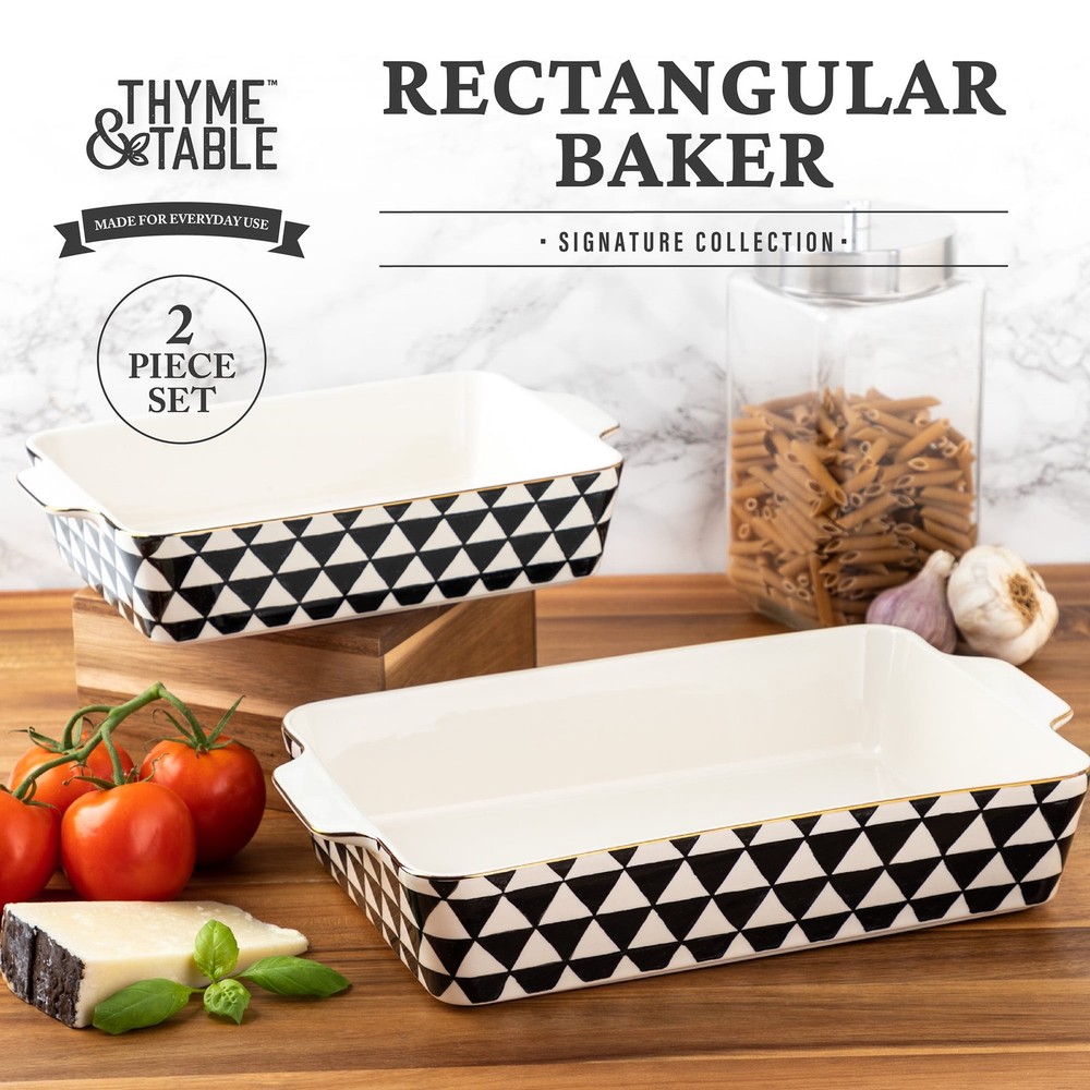 Stoneware Square & Rectangular Baker Blue Pattern 2-Piece Set
