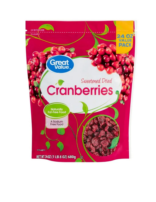 (2 pack) Great Value Sweetened Dried Cranberries, 24 oz