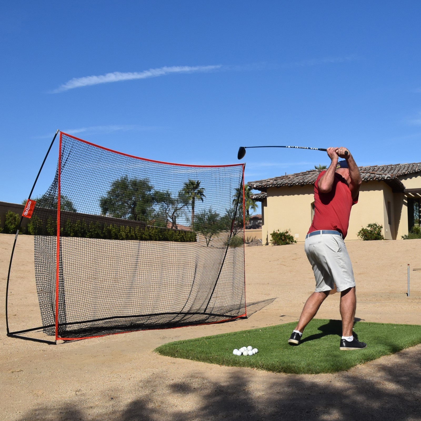 GoSports Golf Practice Hitting Training Net Huge 10' x 7' Indoor Outdoor Driving