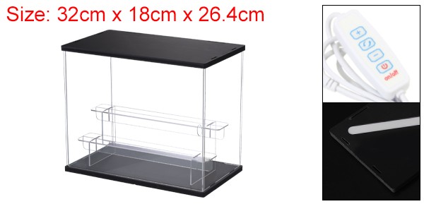 3 Tier Acrylic Display Case with LED Light Transparent Dustproof Showcase