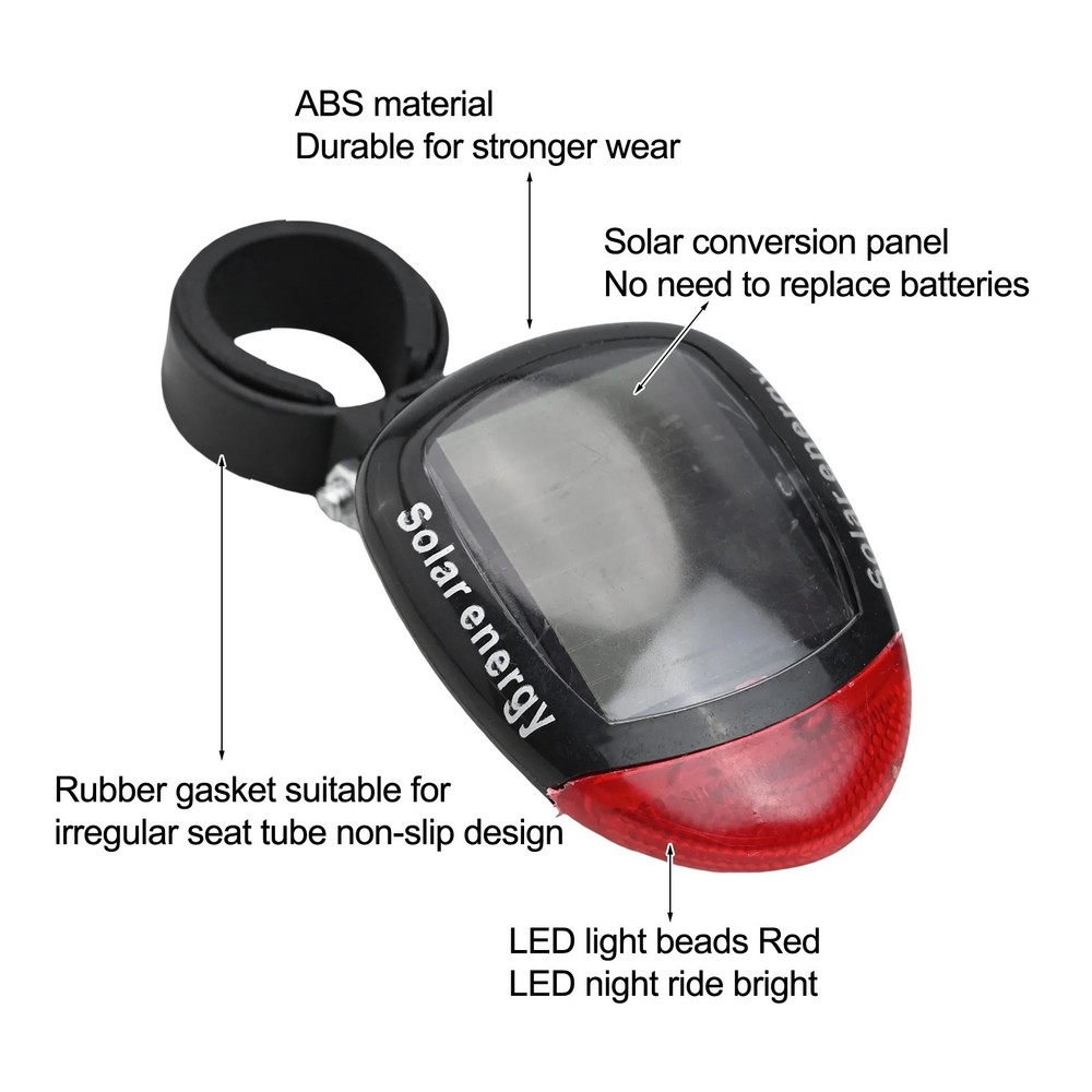 Sustainable Lighting Solution Solar Powered MTB Taillight Easy Mounting