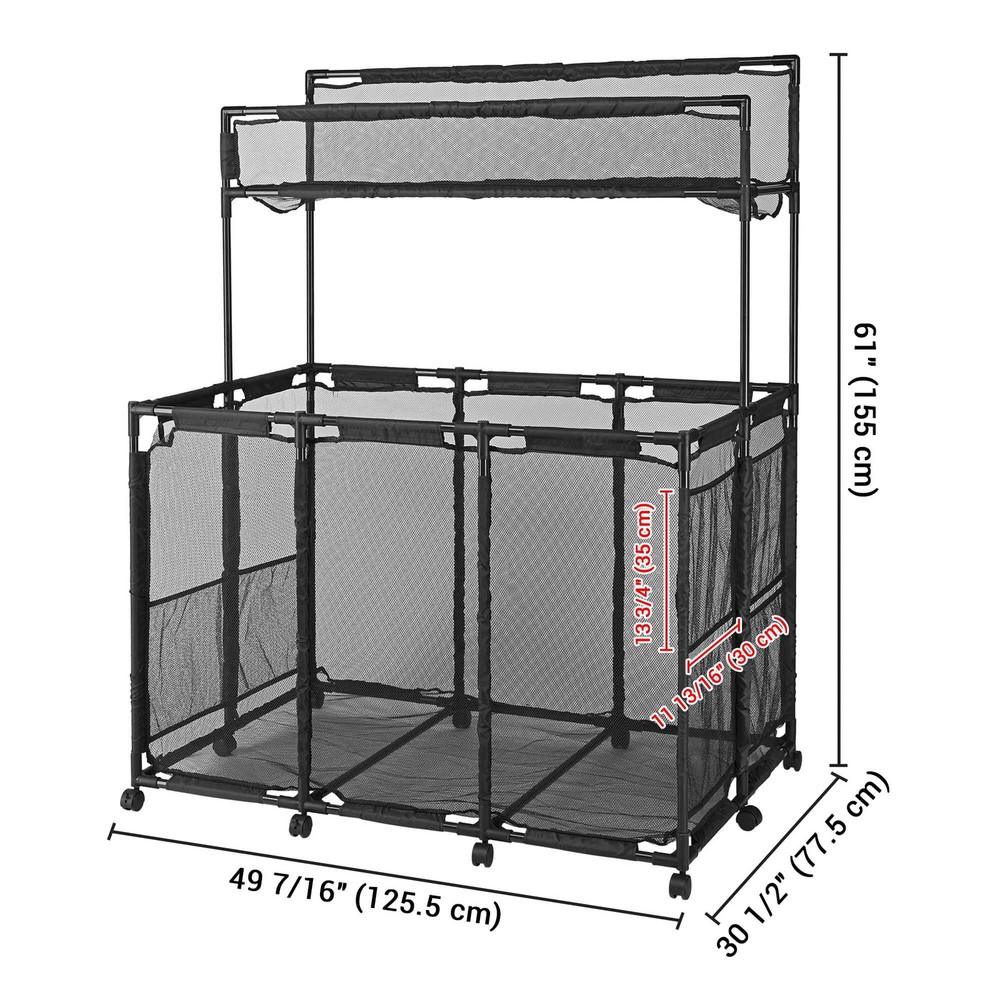 Yescom Rolling Mesh Pool Storage Bin Two Tier with Blue Replacement Net Combo