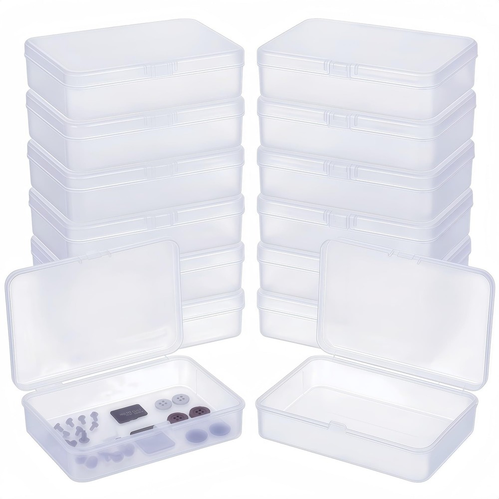 12 Pieces Rectangular Empty Mini Clear Plastic Organizer Storage Containers w...