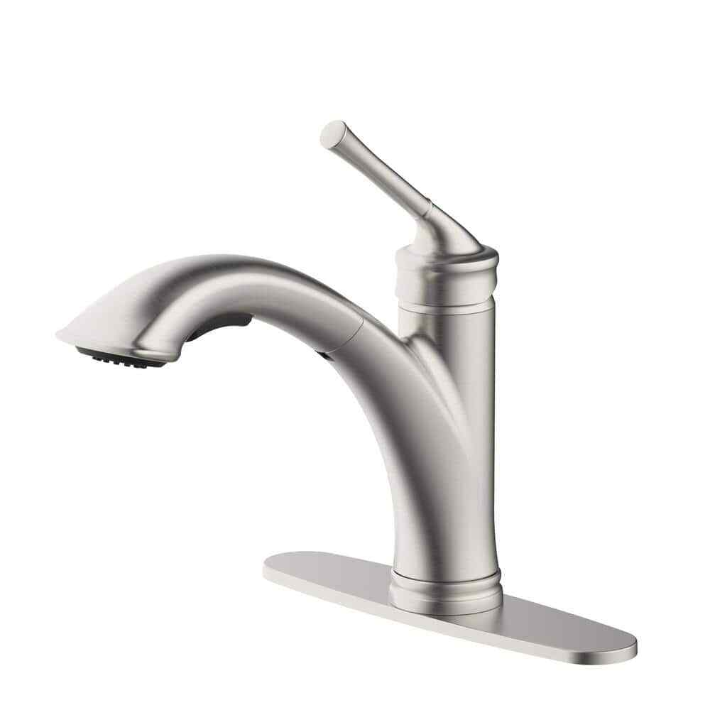 Glacier Bay Hemming Single-Handle Pull-Out Sprayer Kitchen Faucet w/Deckplate