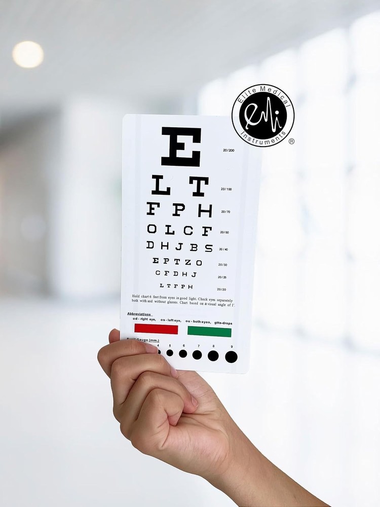 Elite Snellen Pocket Eye Chart - Compact 7.5"x4" for Portable Vision Testing