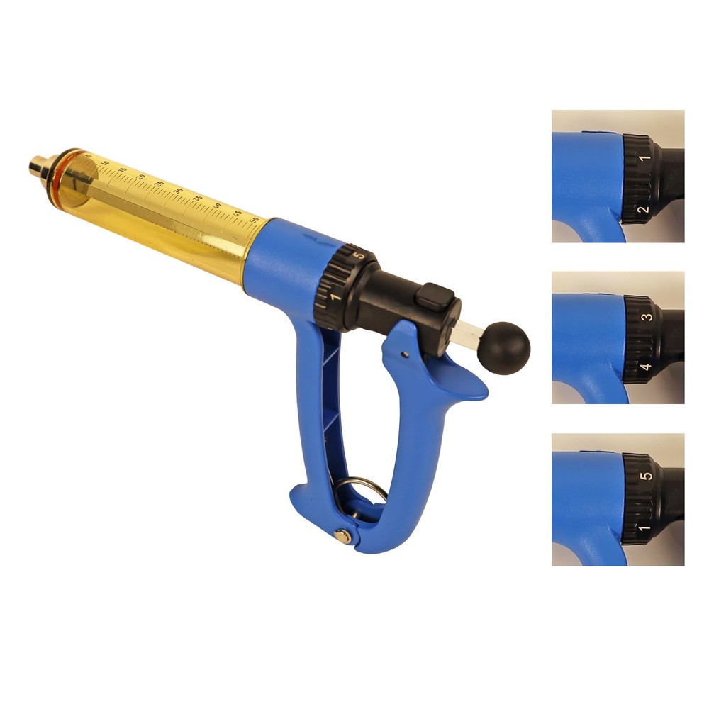 50ML Semi Automatic Livestock Syringe, Adjustable Continuous Repeating Syring...