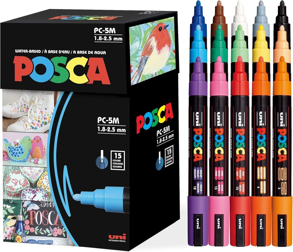 15-Piece Acrylic Paint Markers Set, Professional Quality