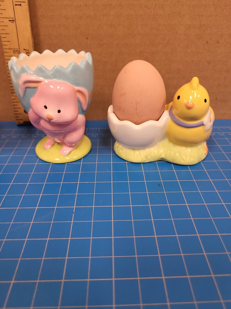 Easter Egg Holders Set 4 Bunny Chick Spring Holiday Decor Table Accent