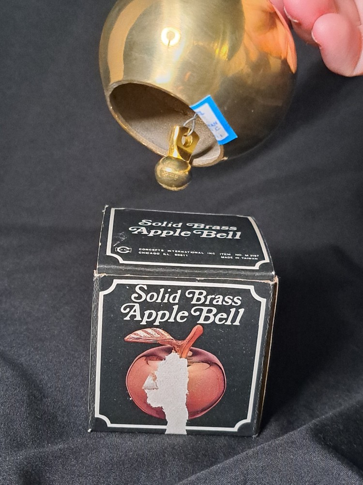 Vintage Solid Brass Apple Bell in Original Box