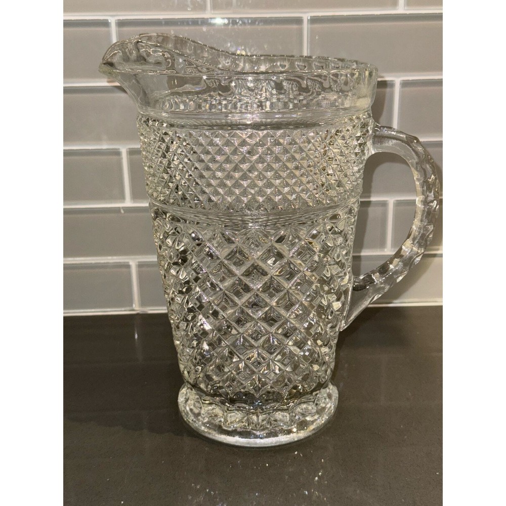 Vintage 2Qt Anchor Hocking Wexford Diamond Pattern Serving Pitcher