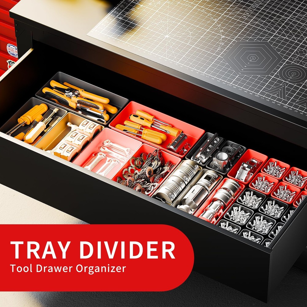 [5 Sizes] [69 PCS] Tool Drawer Organizer, Desk Tray, Rolling Chest, Toolbox (...