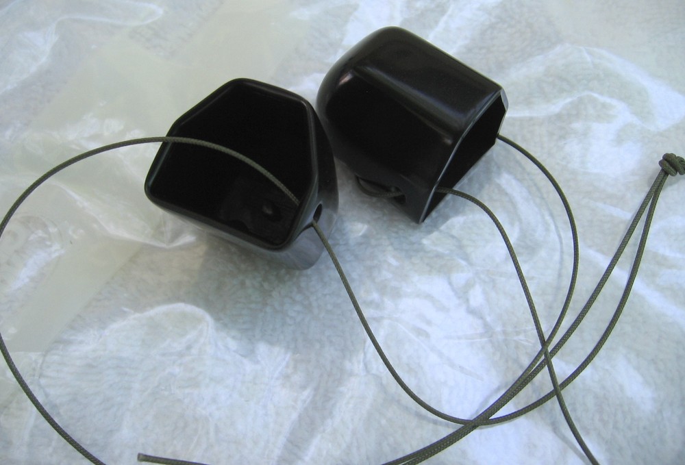 2 Tank Valve Protector Yoke Style Black Plastic Smooth Finish With String