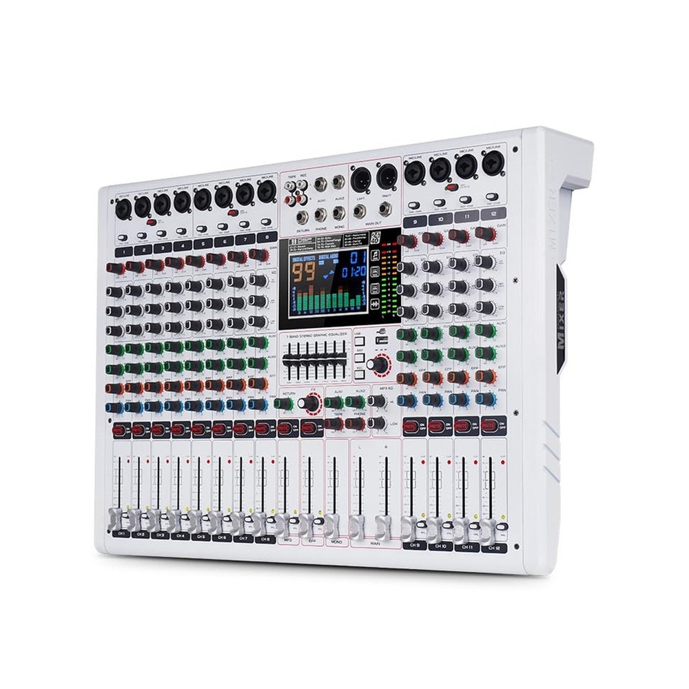 GF12PRO Multi-Function 12-Channel Audio Mixer Large LCD Color Screen Stage Pe...