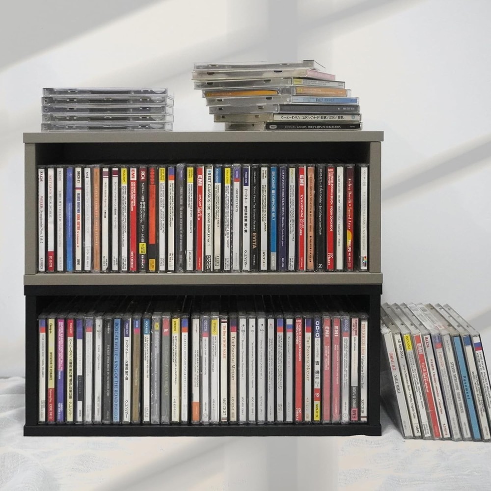 CD Storage Rack Stackable Organizer Disc Display Stands Hold Up to 35 CDs