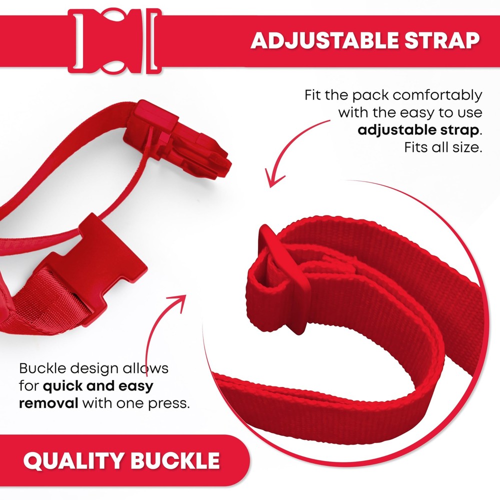 Red Waist Pack First Aid Gear With Three Zippered Compartments Adjustable Strap