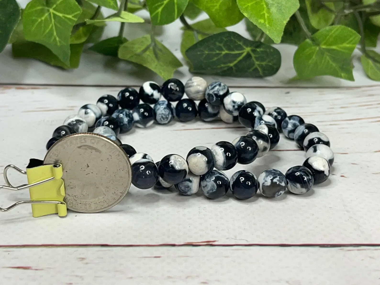 Orca Agate 8mm Beaded Natural Crystal Healing Stretch Woman Man Bracelet Gift