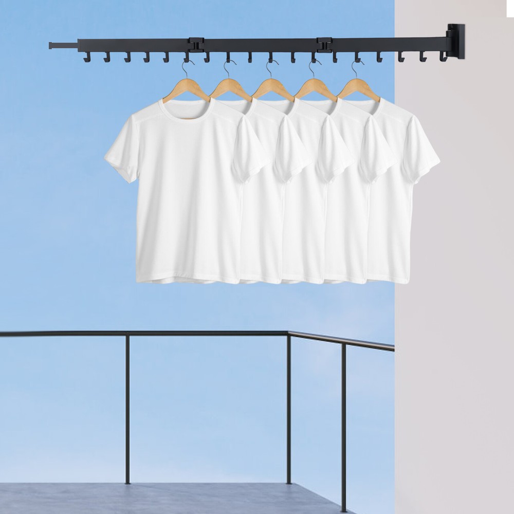 Clothes Drying Rack Folding Shelf Wall Mount 360° Rotating Hanger Stand