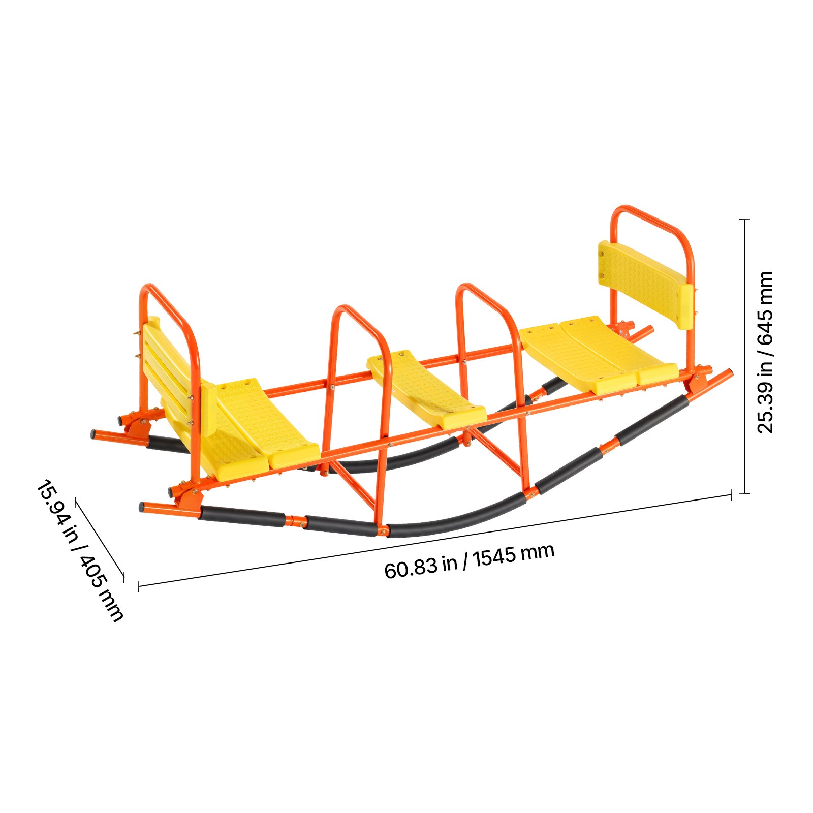 Kids Seesaw 200 lbs Capacity Metal Rocking Teeter Totter with Handles