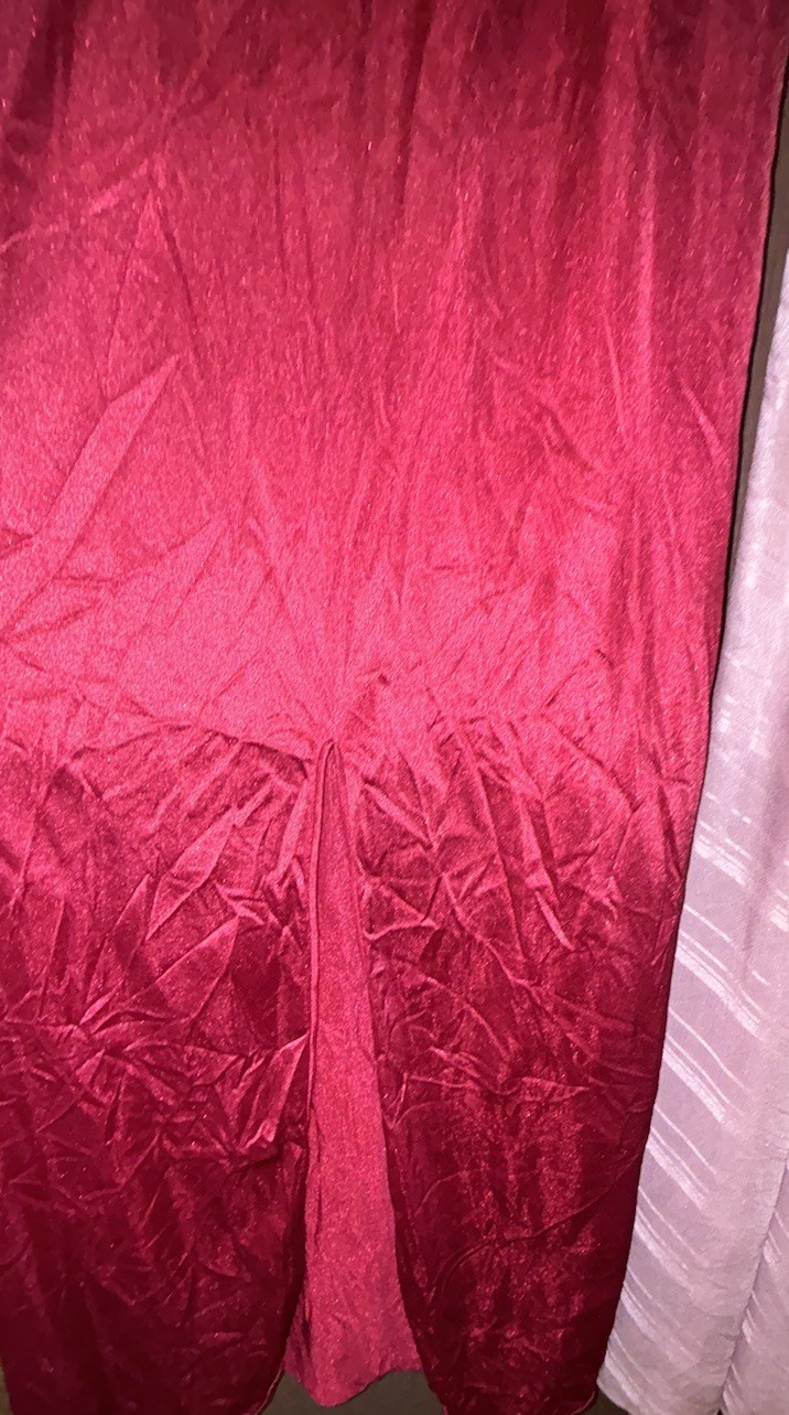 Vintage Sears Long Nylon Nightgown Lace Trim S 32/34 USA (2) Wine, Mauve