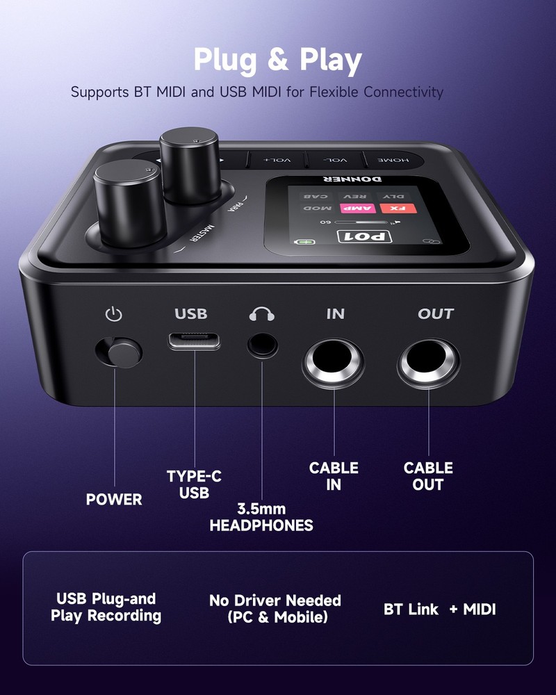 Donner Pocket AMP Digital Electric Guitar Effects Processor Multi-Effect Pedal