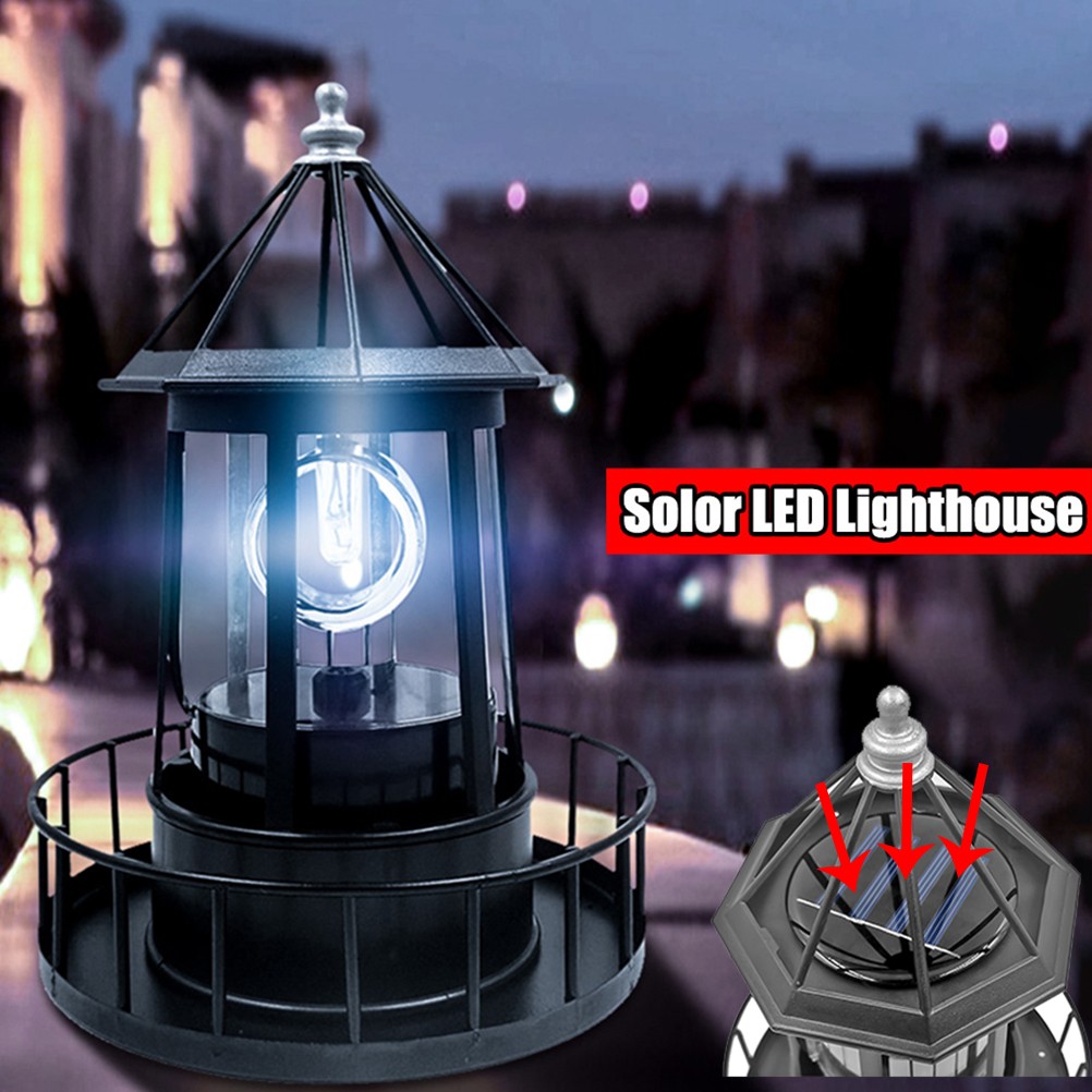 LED Solar Rotating Lighthouse Light Solar Outdoor Garden Decoration