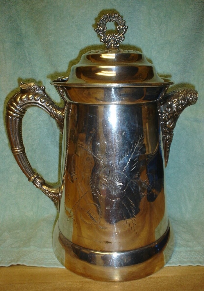 Beautiful Antique Silverplate Ice Water Pitcher
